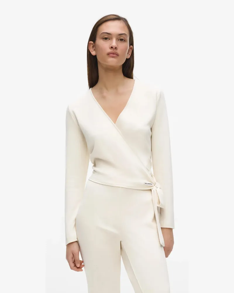 Karl Lagerfeld Loungewear Wickeltop, Damen, Cannoli Creme, Größe Cannoli