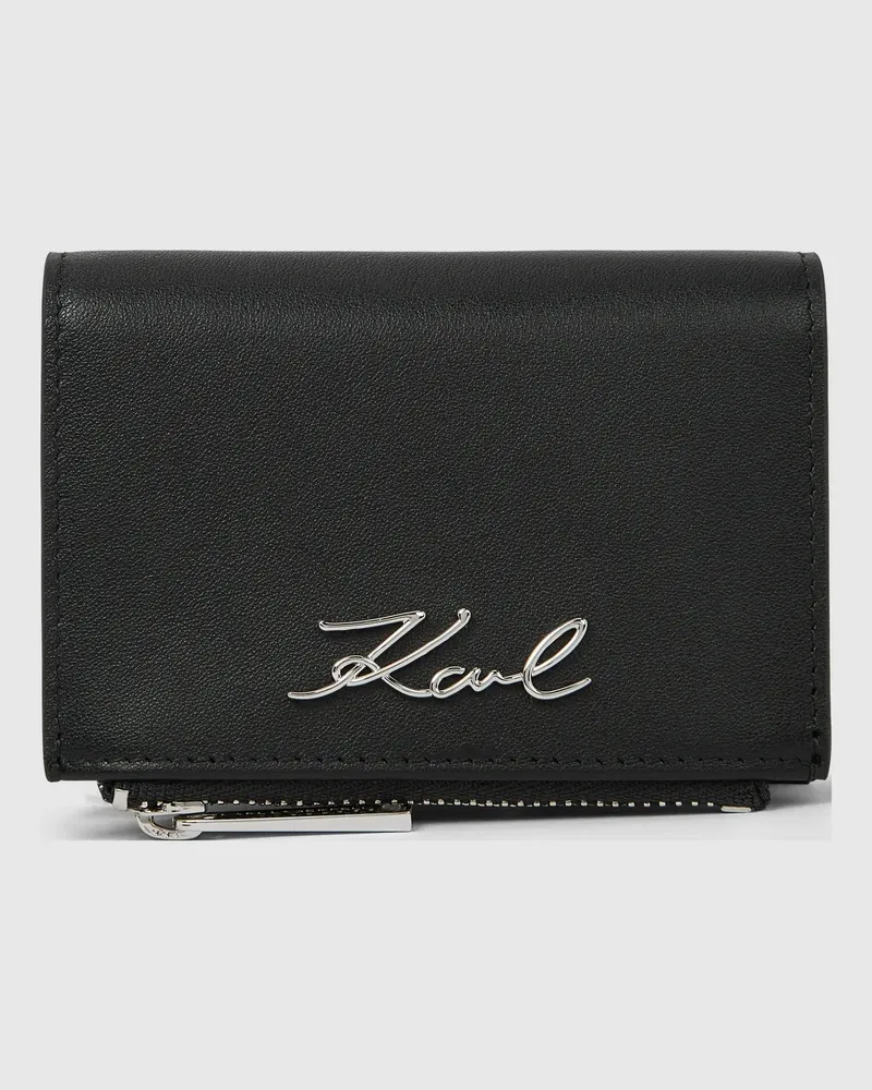 Karl Lagerfeld K/signature Klappportemonnaie, Damen, Schwarz-nickel, Größe Schwarz-nickel