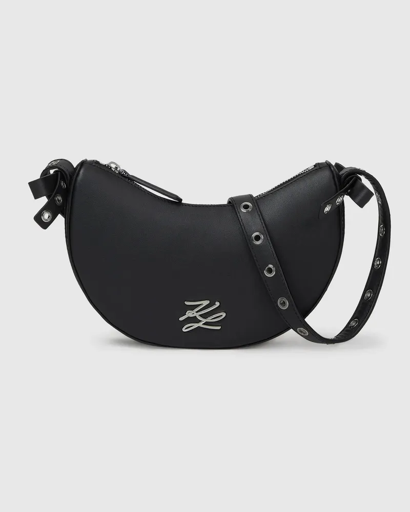 Karl Lagerfeld K/autograph Mondförmige Umhängetasche Mit Schleifen, Damen, Schwarze Verzierung, Größe Schwarze