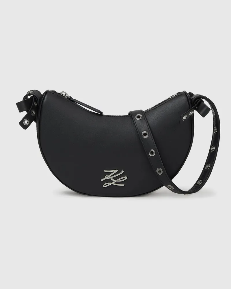 Karl Lagerfeld K/autograph Mondförmige Umhängetasche Mit Schleifen, Damen, Schwarze Verzierung, Größe Schwarze