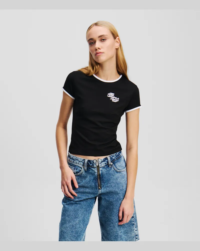 Karl Lagerfeld T-shirt Mit Überschnittenen Ärmeln, Frau, Schwarz, Größe Schwarz