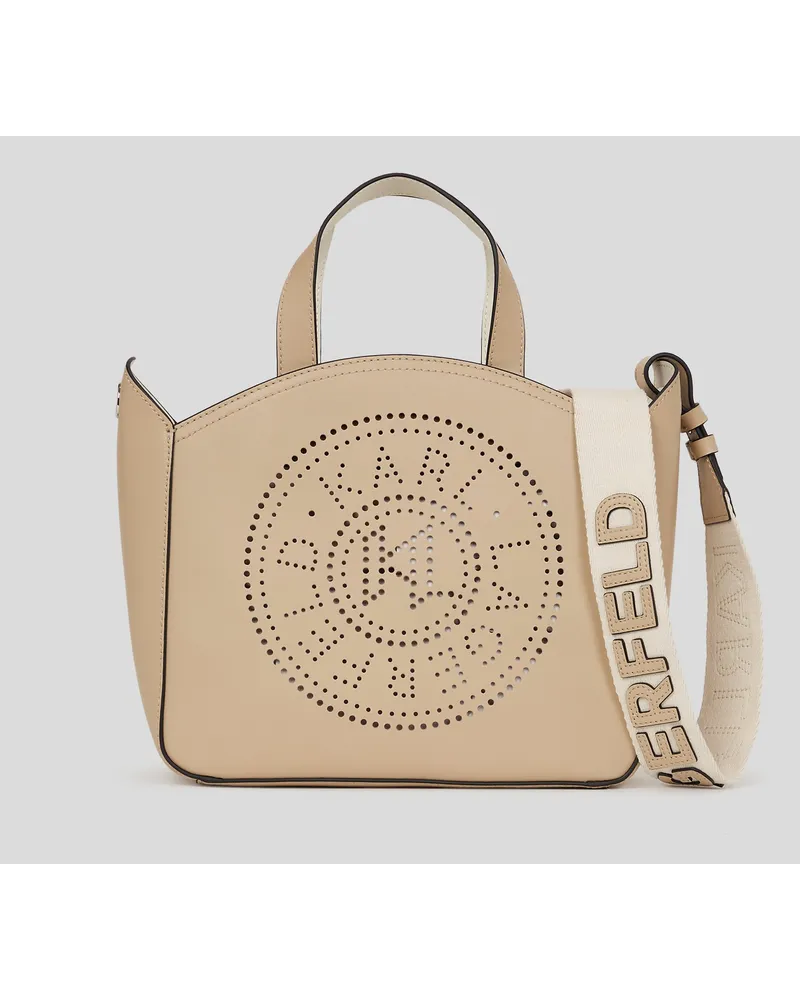 Karl Lagerfeld K/circle Kleine Tote-bag mit Lochmuster, Frau, Sand Sand