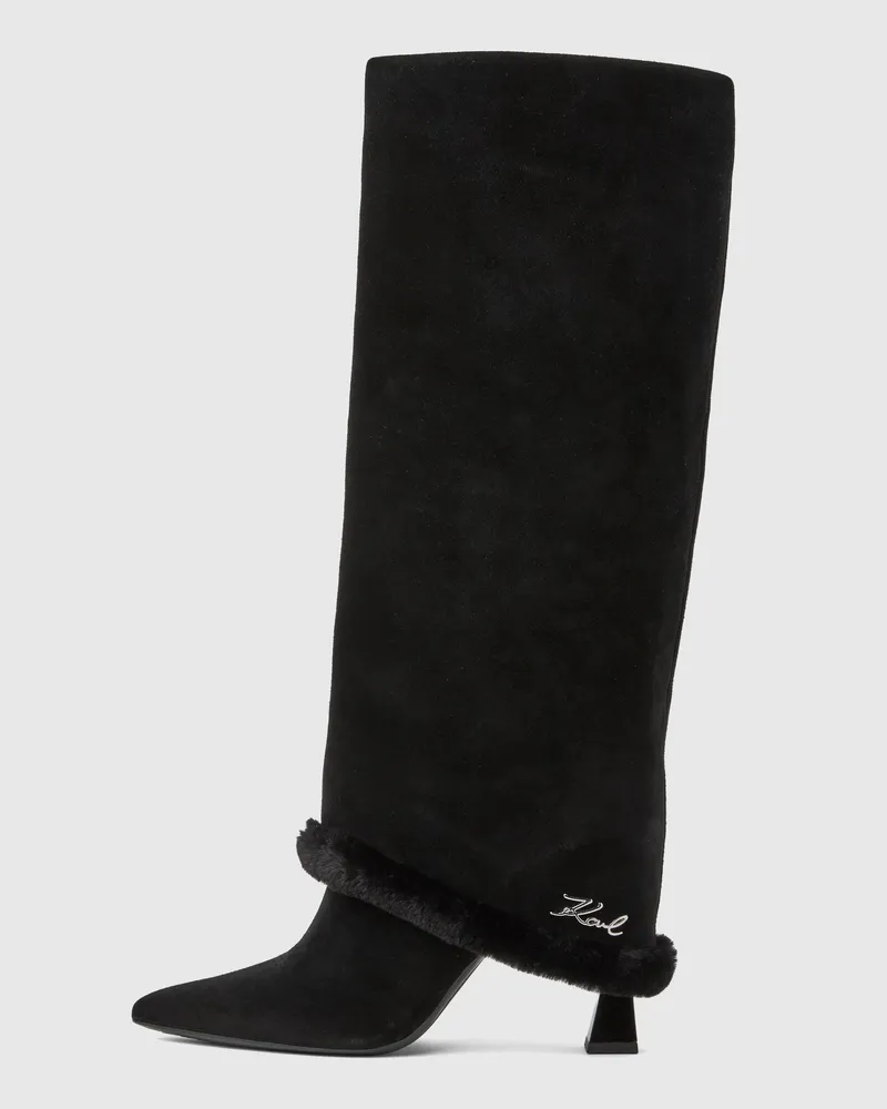 Karl Lagerfeld Debütantinnen-stiefel Mit Hohem, Umschlagbarem Schaft, Damen, Schwarz, Größe Schwarz