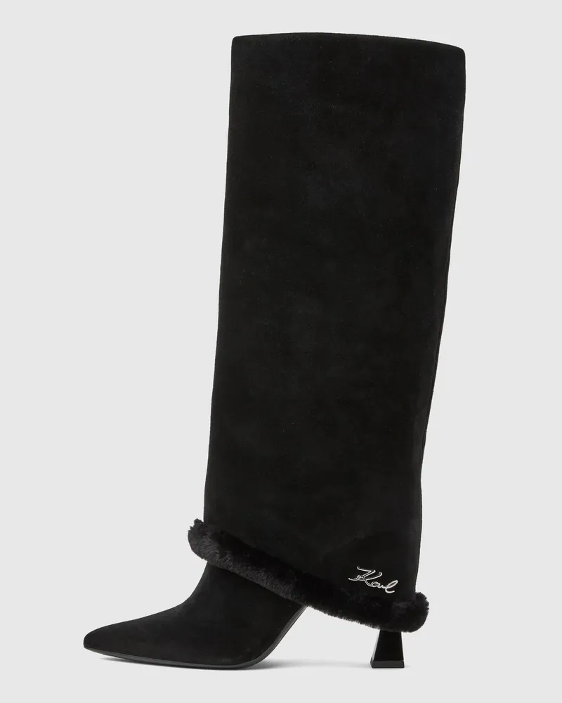 Karl Lagerfeld Debütantinnen-stiefel Mit Hohem, Umschlagbarem Schaft, Damen, Schwarz, Größe Schwarz
