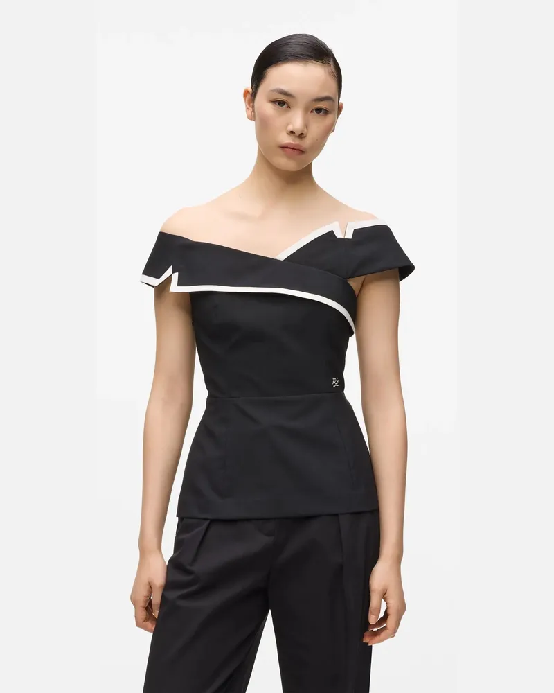 Karl Lagerfeld Schulterfreies Couture-top, Damen, Schwarz, Größe Schwarz