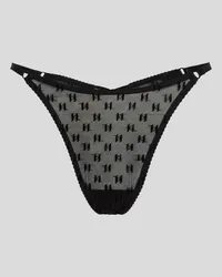 Karl Lagerfeld Kl monogram Tanga aus Mesh-material, Frau, Schwarz Schwarz