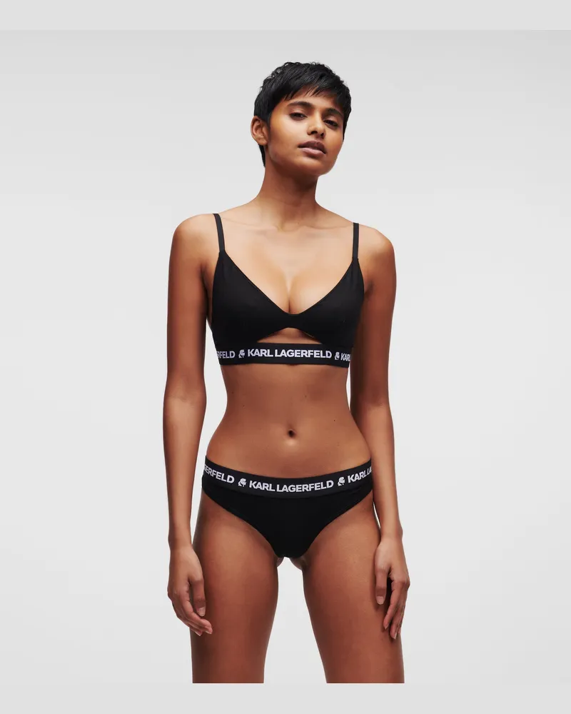Karl Lagerfeld Peephole-bh Mit Logo, Damen, Schwarz, Größe Schwarz