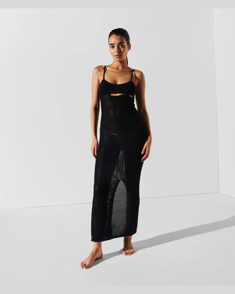 Karl Lagerfeld Gehäkeltes Strandkleid, Frau, Schwarz, Größe Schwarz