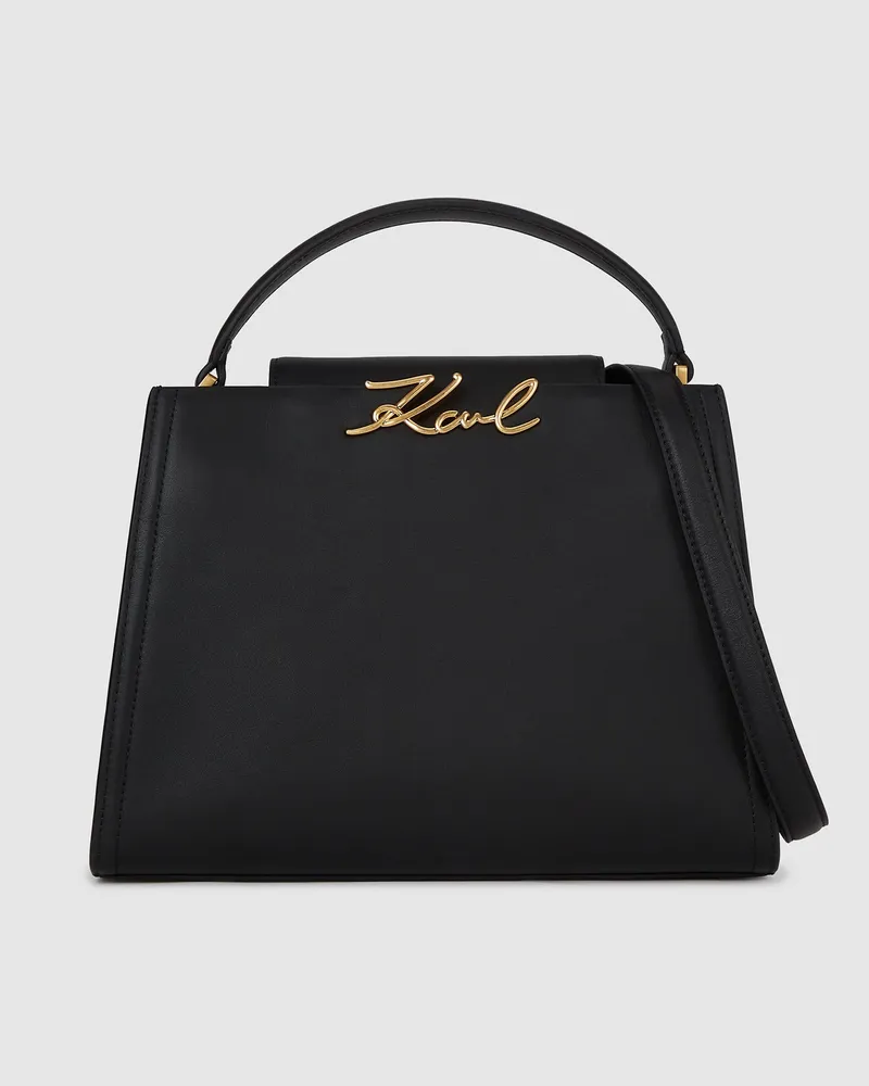 Karl Lagerfeld K/signature Mittelgroße Handtasche Mit Griff, Damen, Schwarz/gold, Größe Schwarz