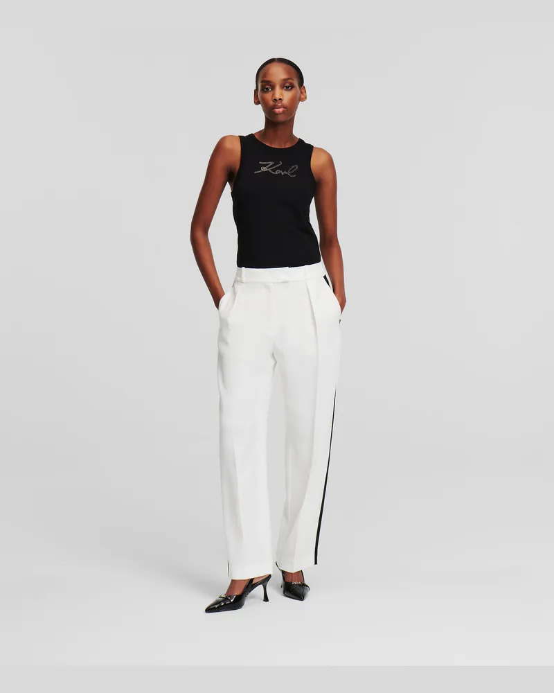 Karl Lagerfeld Couture-hose Mit Kontrasteinsätzen, Frau, Weiss/Schwarz, Größe Weiss