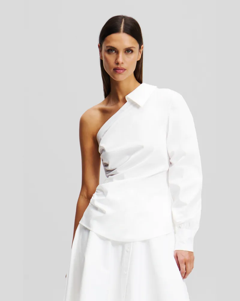 Karl Lagerfeld Einseitig Schulterfreies Shirt, Frau, Weiss, Größe Weiss