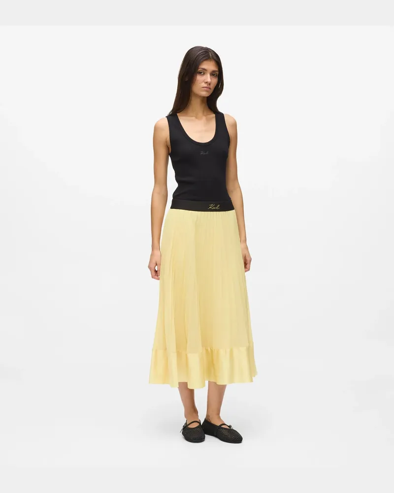 Karl Lagerfeld Satin-faltenrock, Damen, Sonnenlicht, Größe Sonnenlicht
