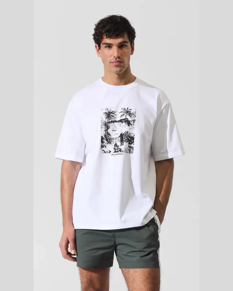 Karl Lagerfeld Villa La Vigie Strand-t-shirt, Herren, Weiss, Größe Weiss