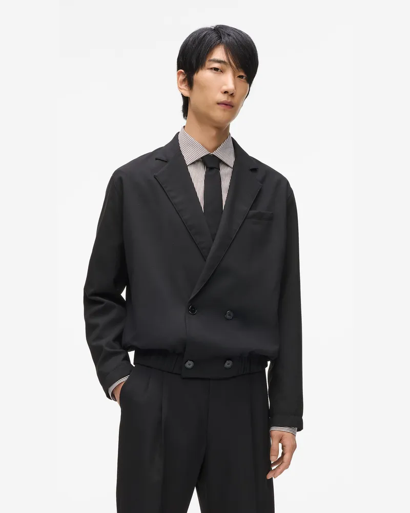 Karl Lagerfeld Kurzer, Doppelreihiger Blazer, Herren, Schwarz, Größe Schwarz