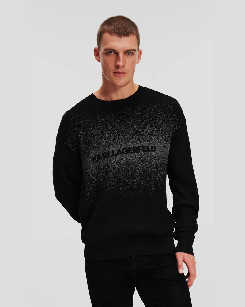 Karl Lagerfeld Sweater Mit Logo Und Farbverlauf, Mann, Schwarz/Silber, Größe Schwarz