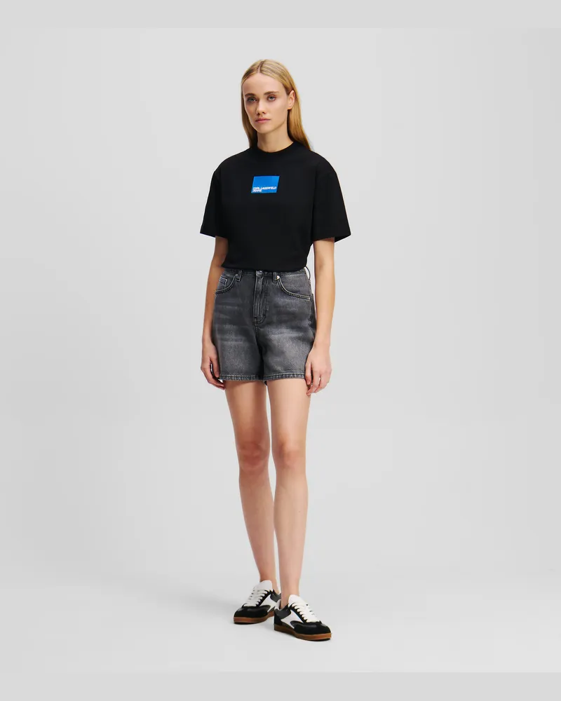Karl Lagerfeld Hoch Geschnittene Denim-shorts, Frau, Washed Grey Denim, Größe Washed