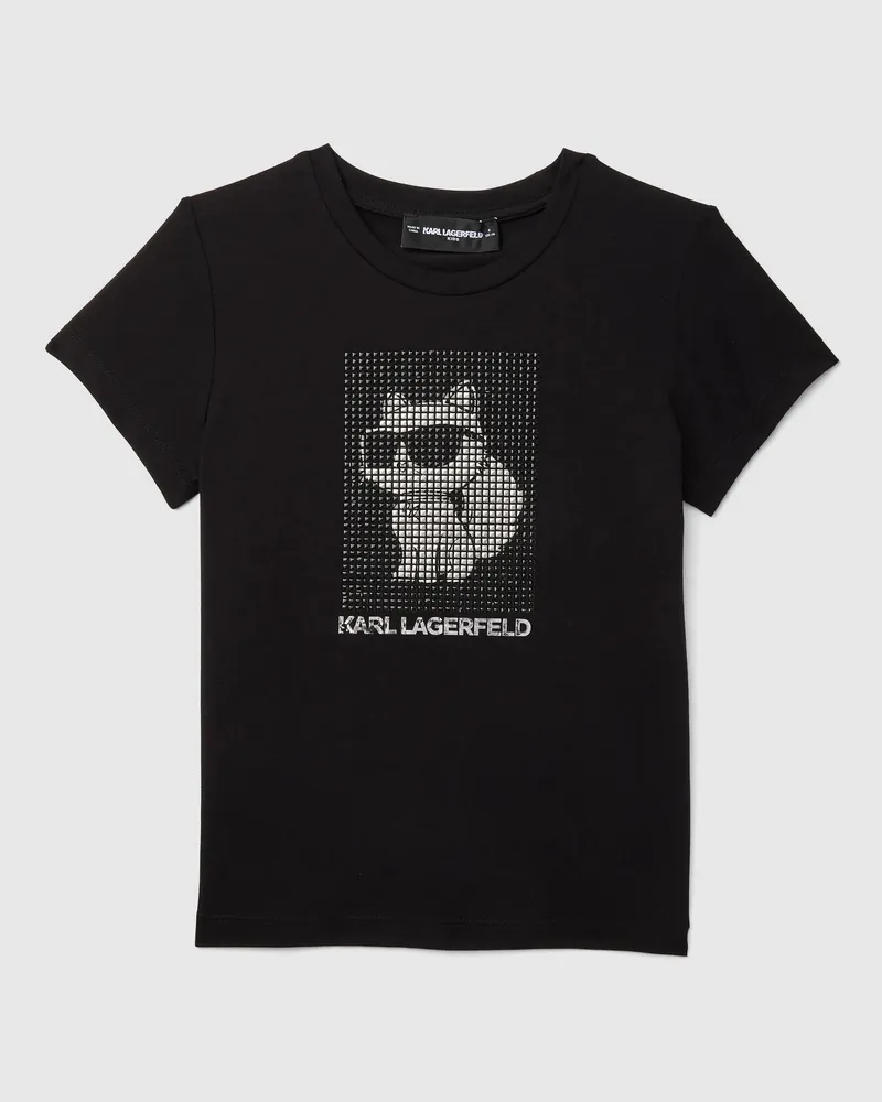 Karl Lagerfeld Ikon Choupette T-shirt Mit Strass Für Mädchen, Schwarz, Größe Schwarz