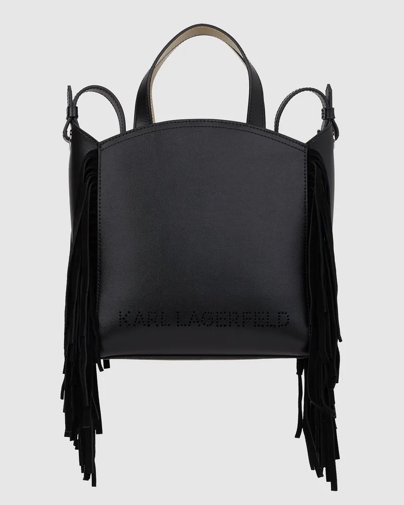 Karl Lagerfeld K/circle Kleine Tote Bag Mit Fransen, Damen, Schwarz-nickel, Größe Schwarz-nickel
