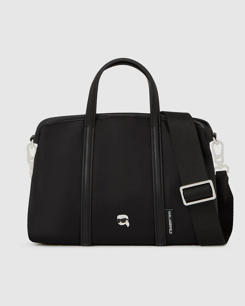 Karl Lagerfeld Ikon Kleine Tote Bag Aus Nylon, Damen, Schwarz, Größe Schwarz