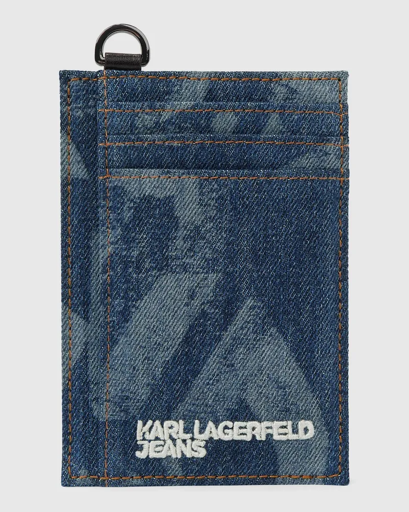 Karl Lagerfeld Kartenetui Aus Denim Mit Monogramm, Herren, Ithaka-streifen, Größe Ithaka-streifen