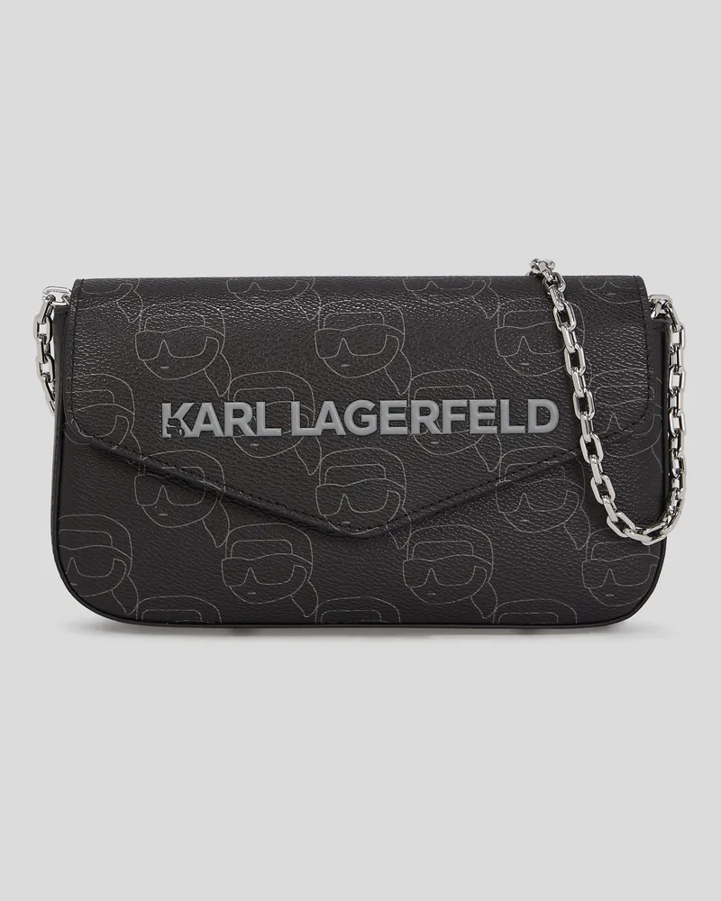 Karl Lagerfeld Ikon monogram Beutel, Frau, NFT All-Over-Muster Schwarz, Größe Nft