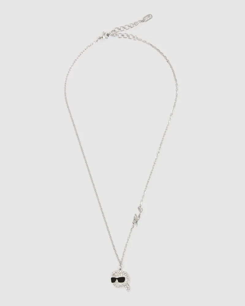 Karl Lagerfeld Ikon Pavé-anhänger-halskette, Damen, Silver, Größe: One Size Silver