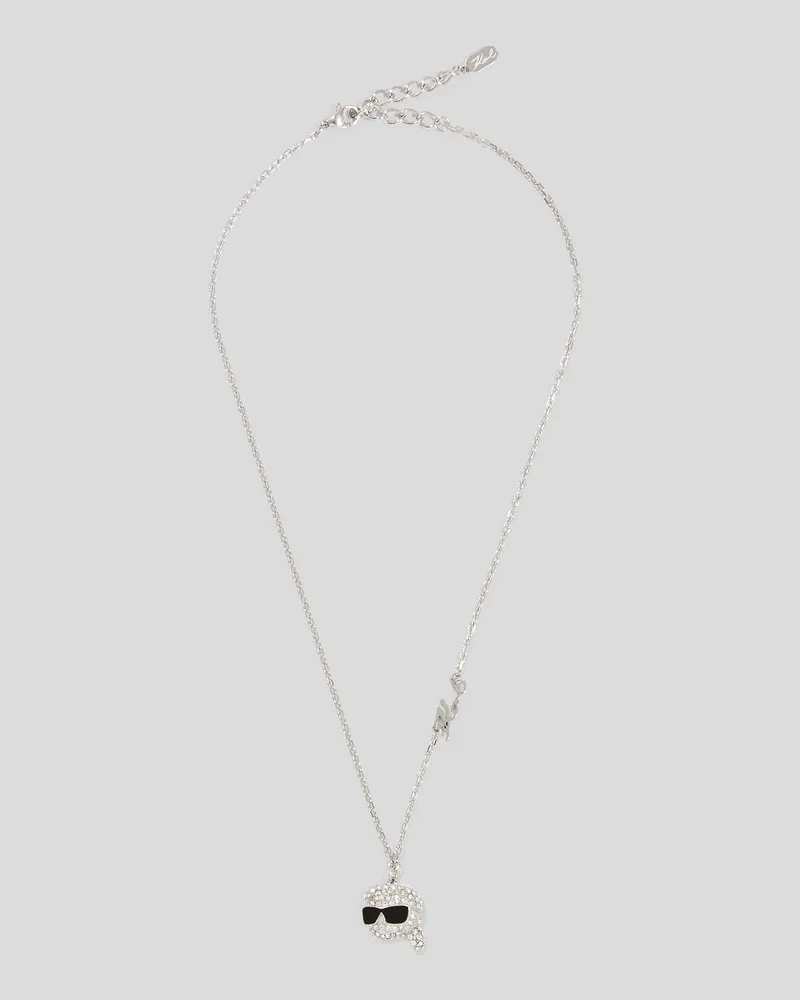Karl Lagerfeld Ikon Pavé-anhänger-halskette, Frau, Silver, Größe Silver