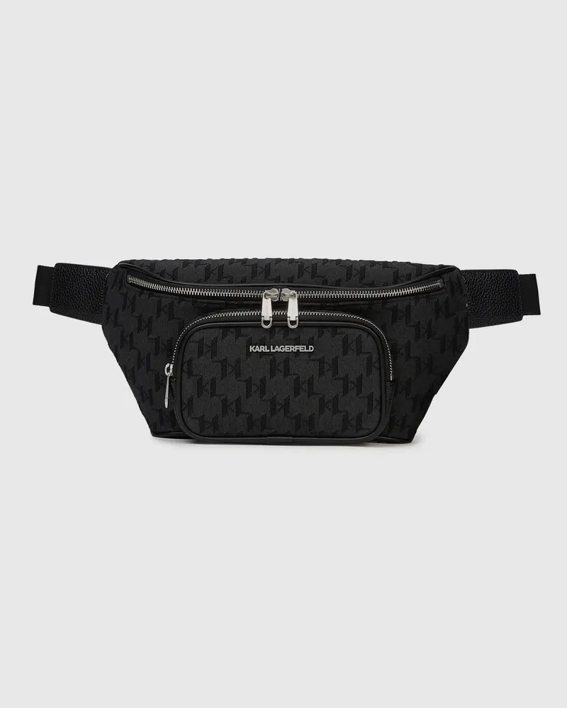 Karl Lagerfeld K/monogram Jacquard-gürteltasche, Herren, Schwarz, Größe Schwarz