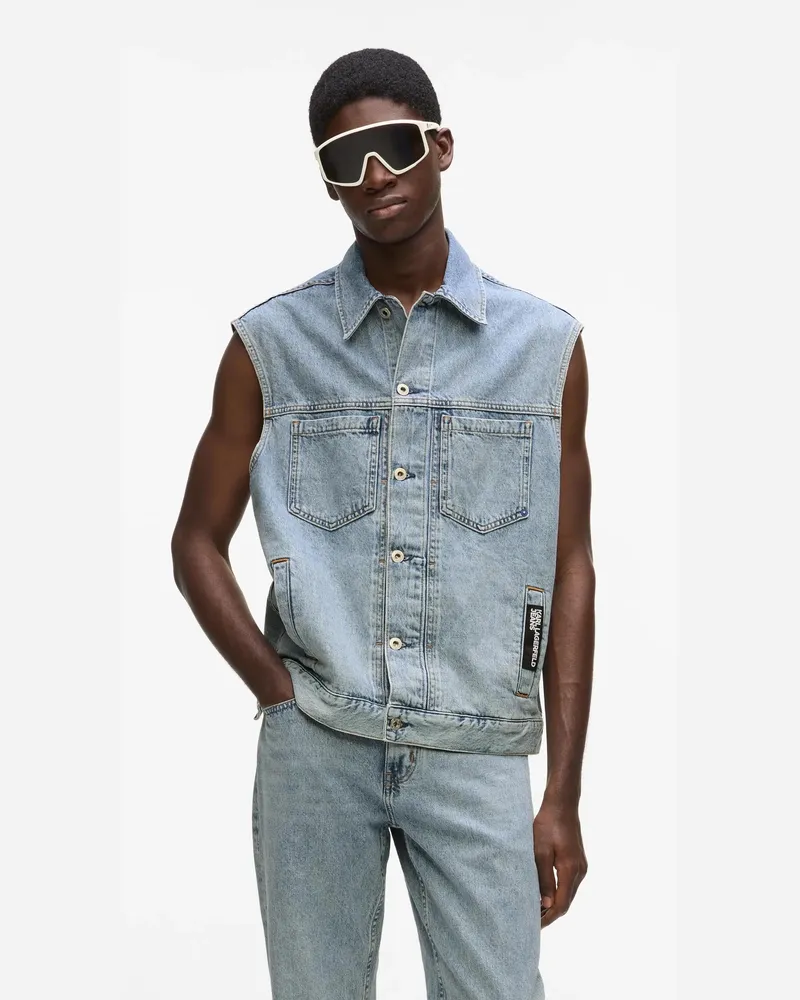 Karl Lagerfeld Legere Jeansweste, Herren, Acid Hellblau, Größe Acid