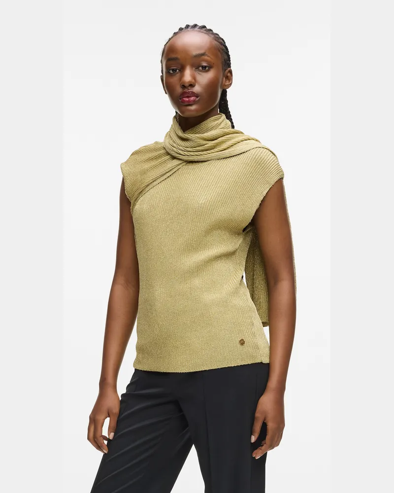 Karl Lagerfeld Oberteil Aus Metallic-strick, Damen, Light Gold, Größe Light