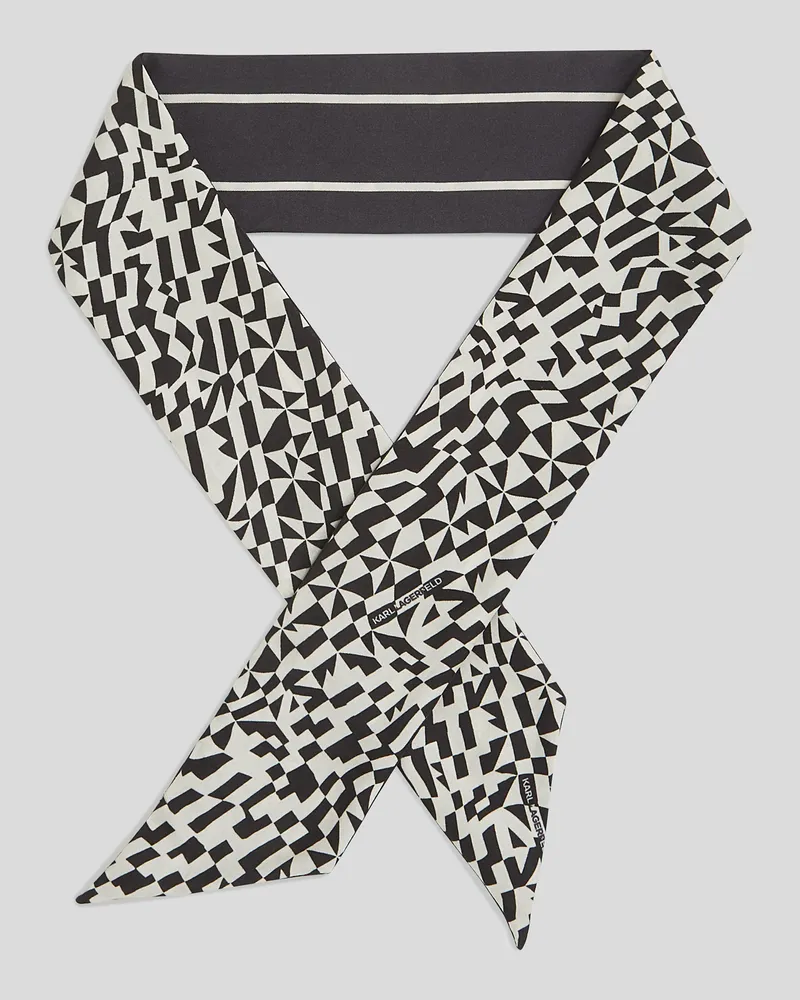 Karl Lagerfeld K/essential schmaler Seidenschal, Frau, Weiss/Schwarz, Größe Weiss