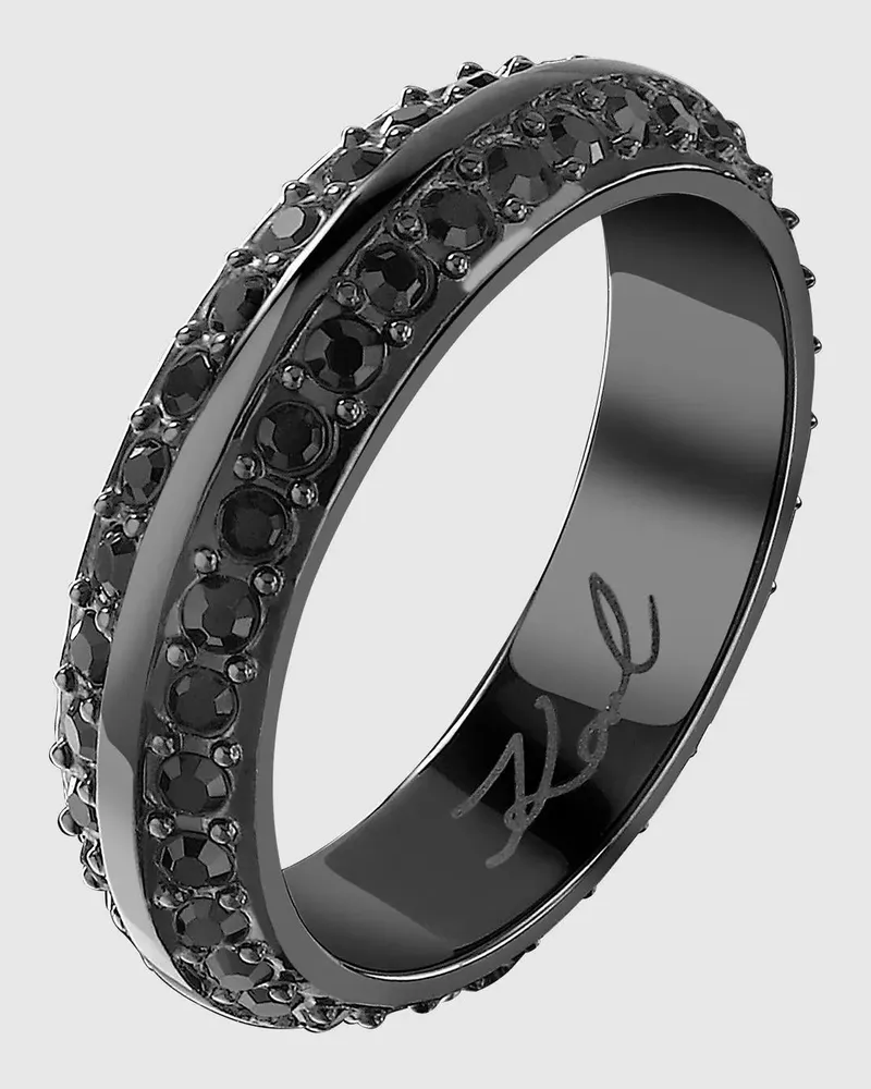 Karl Lagerfeld Gunmetal Kristallring, Damen, Gunmetal, Größe Gunmetal
