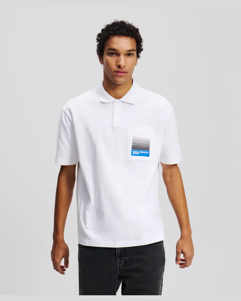 Karl Lagerfeld Polohemd Mit Verblassendem Box-logo, Mann, Weiss, Größe Weiss