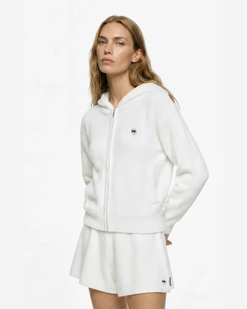Karl Lagerfeld Ikon-choupette – Flauschiger Loungewear-kapuzenpullover, Damen, Cannoli Creme, Größe Cannoli