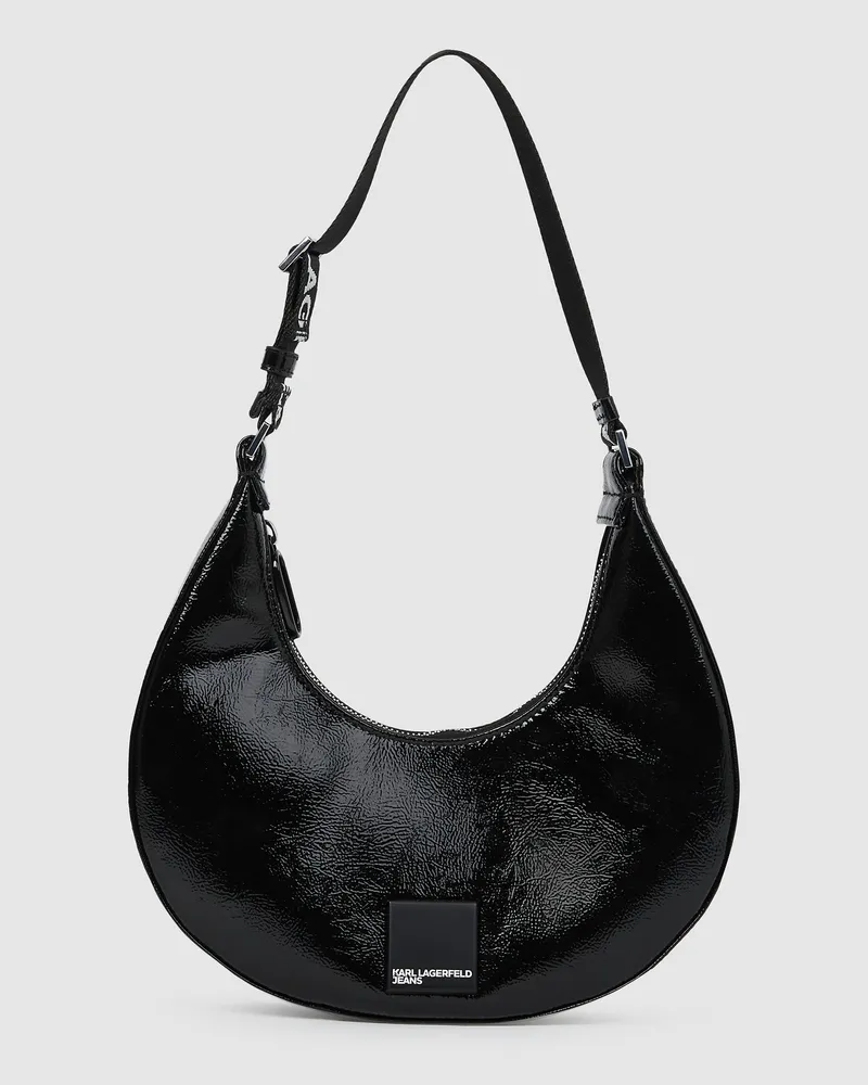 Karl Lagerfeld Glänzende Mondtasche, Damen, Schwarz, Größe Schwarz