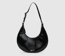 Glänzende Mondtasche, Damen, Schwarz, Größe