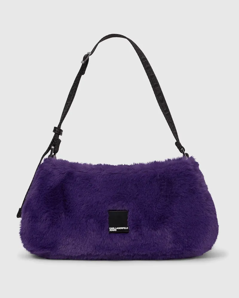 Karl Lagerfeld Plüschige Schultertasche Mit Box-logo, Damen, Prism Violet, Größe Prism