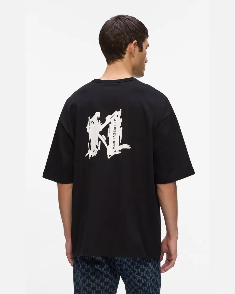 Karl Lagerfeld Graphic-monogram T-shirt, Herren, Schwarz, Größe Schwarz