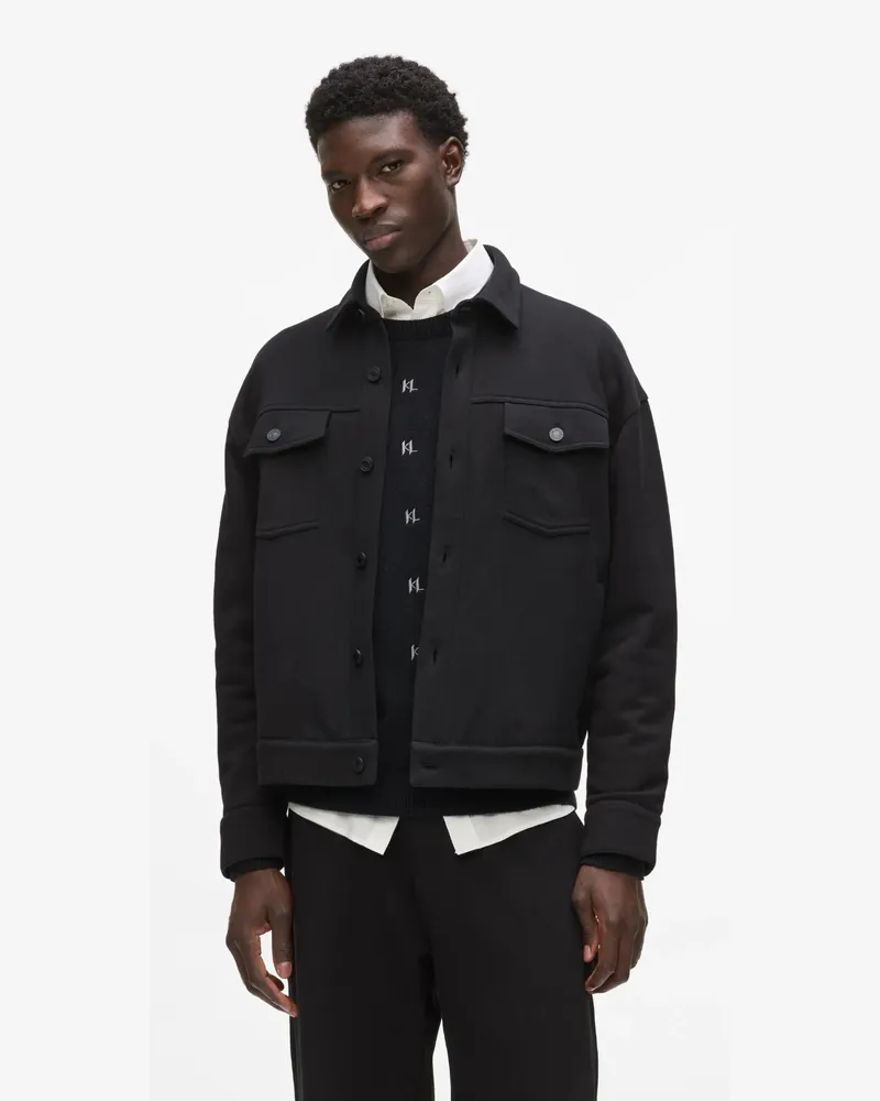Karl Lagerfeld Overshirt Aus Sweatmaterial, Herren, Schwarz, Größe Schwarz