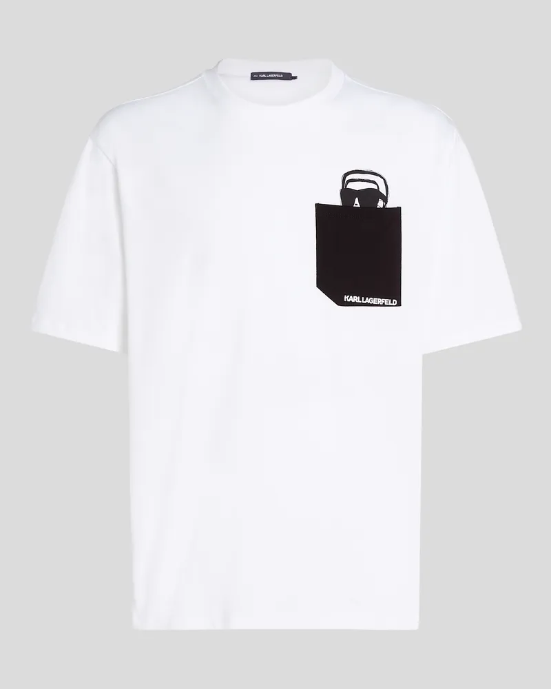 Karl Lagerfeld Ikon peek-a-boo T-shirt Mit Tasche, Mann, Weiss, Größe Weiss