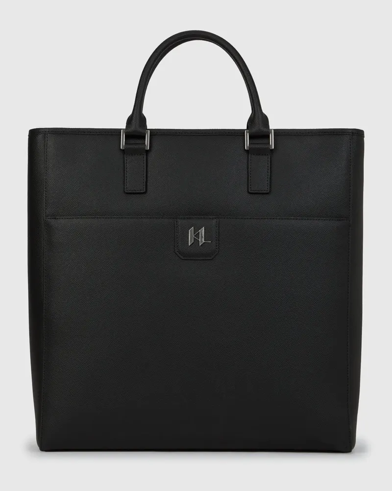 Karl Lagerfeld K/monogram Tote Bag Aus Leder, Herren, Schwarz, Größe Schwarz