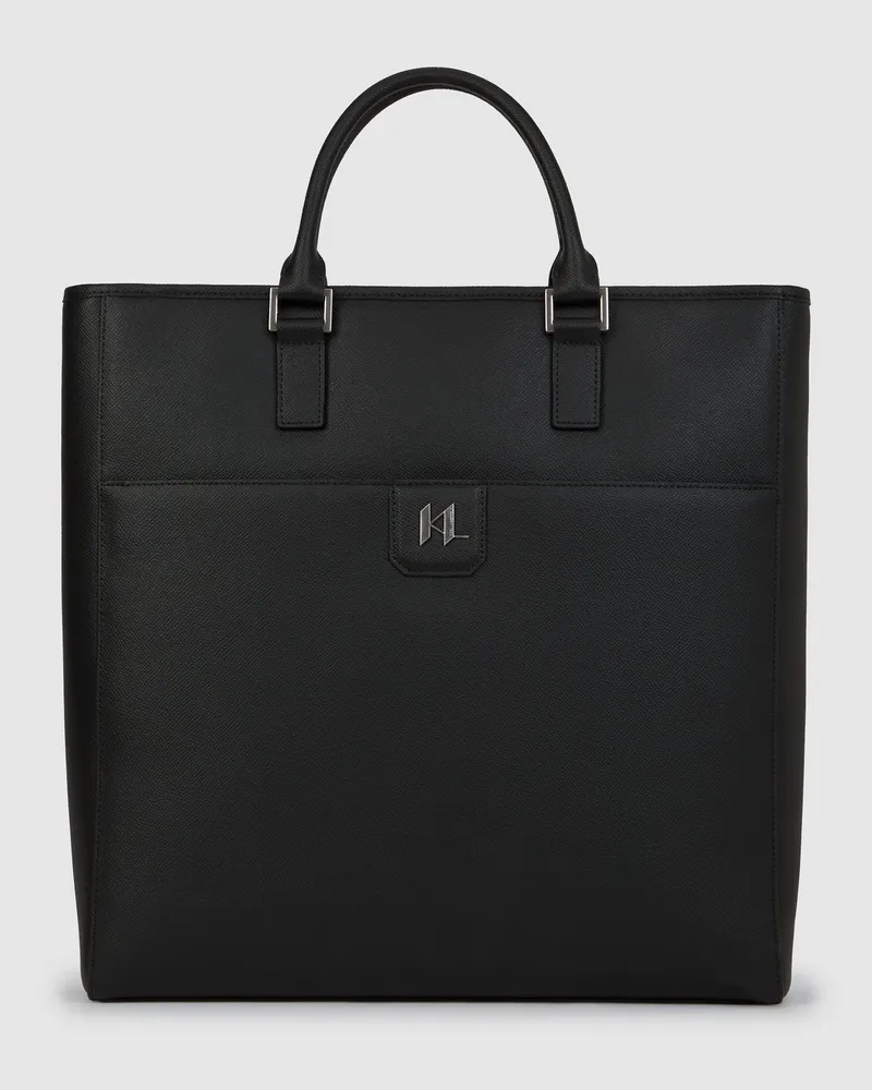 Karl Lagerfeld K/monogram Tote Bag Aus Leder, Herren, Schwarz, Größe Schwarz