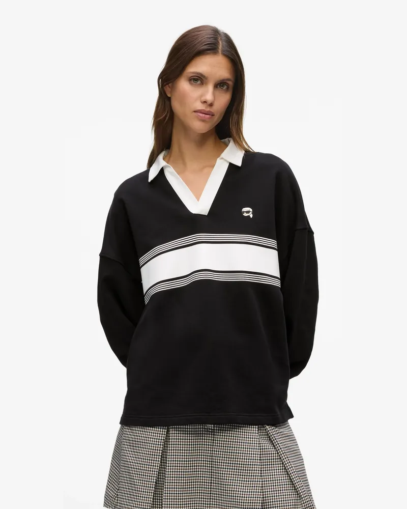 Karl Lagerfeld Ikon Rugby-sweatshirt, Female, Schwarz, Size Black