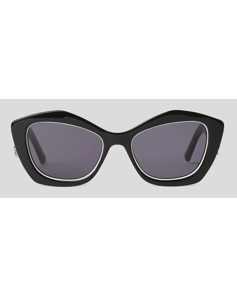 Karl Lagerfeld Heritage sonnenbrille in Schmetterlingsform, Frau, Schwarz/weiss Schwarz