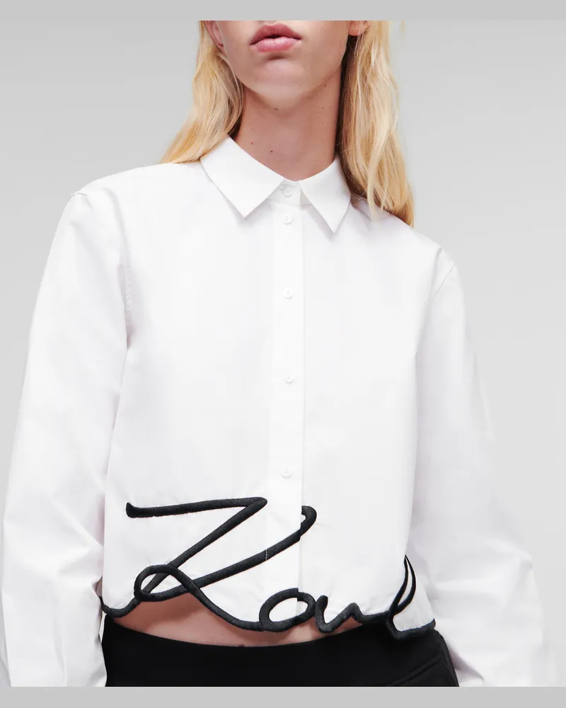 Karl Lagerfeld Signatur Kurzarmhemd, Frau, Weiss, Größe Weiss