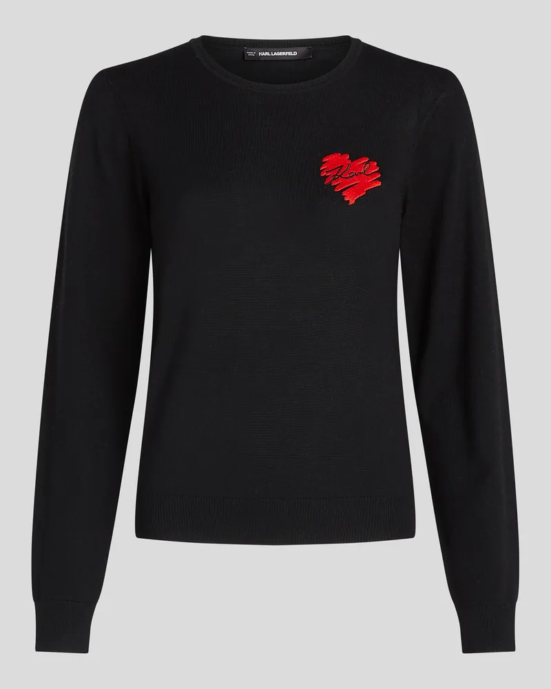 Karl Lagerfeld K/heart Langärmeliges Oberteil, Frau, Schwarz, Größe Schwarz