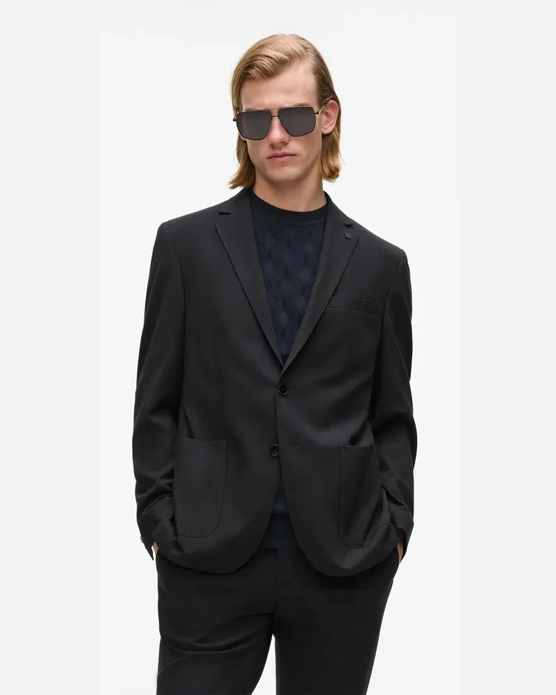 Karl Lagerfeld Blazer Mit Aufgesetzten Taschen, Male, Schwarz, Size Black