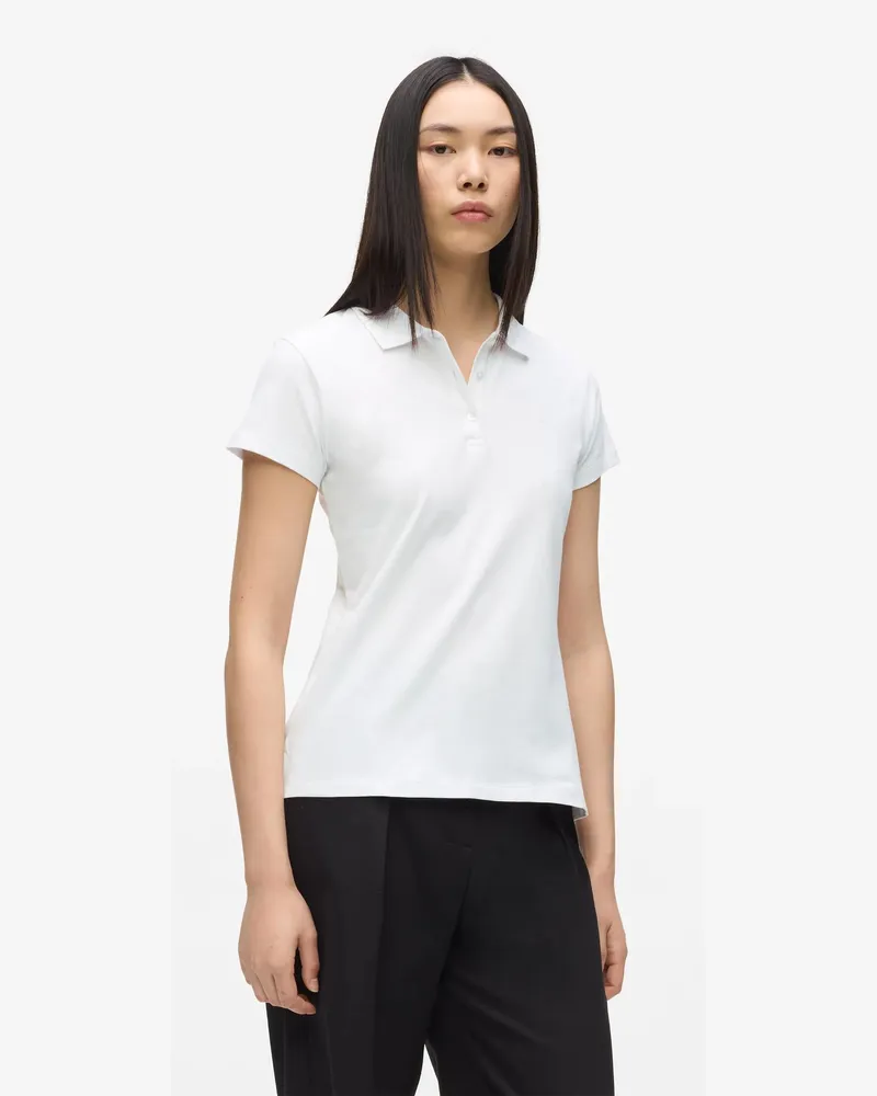 Karl Lagerfeld Signature Piqué-poloshirt, Damen, Weiss, Größe Weiss