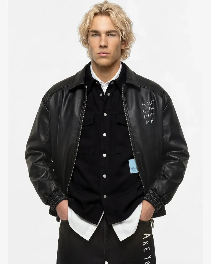 Karl Lagerfeld Klj X Pietro Terzini Kunstlederjacke, Herren, Schwarz, Größe Schwarz