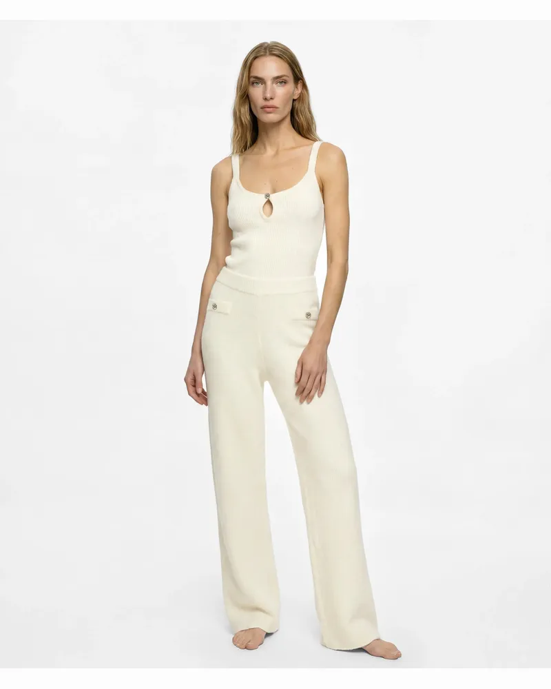 Karl Lagerfeld Flauschige Loungewear-hosen, Damen, Cannoli Creme, Größe Cannoli